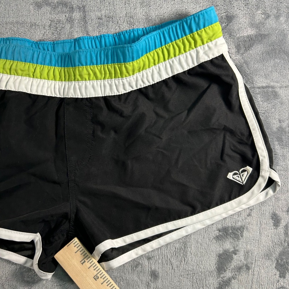 Roxy Womens Black Athletic Shorts Rainbow Trim Pockets Size 9 - Picture 5 of 6